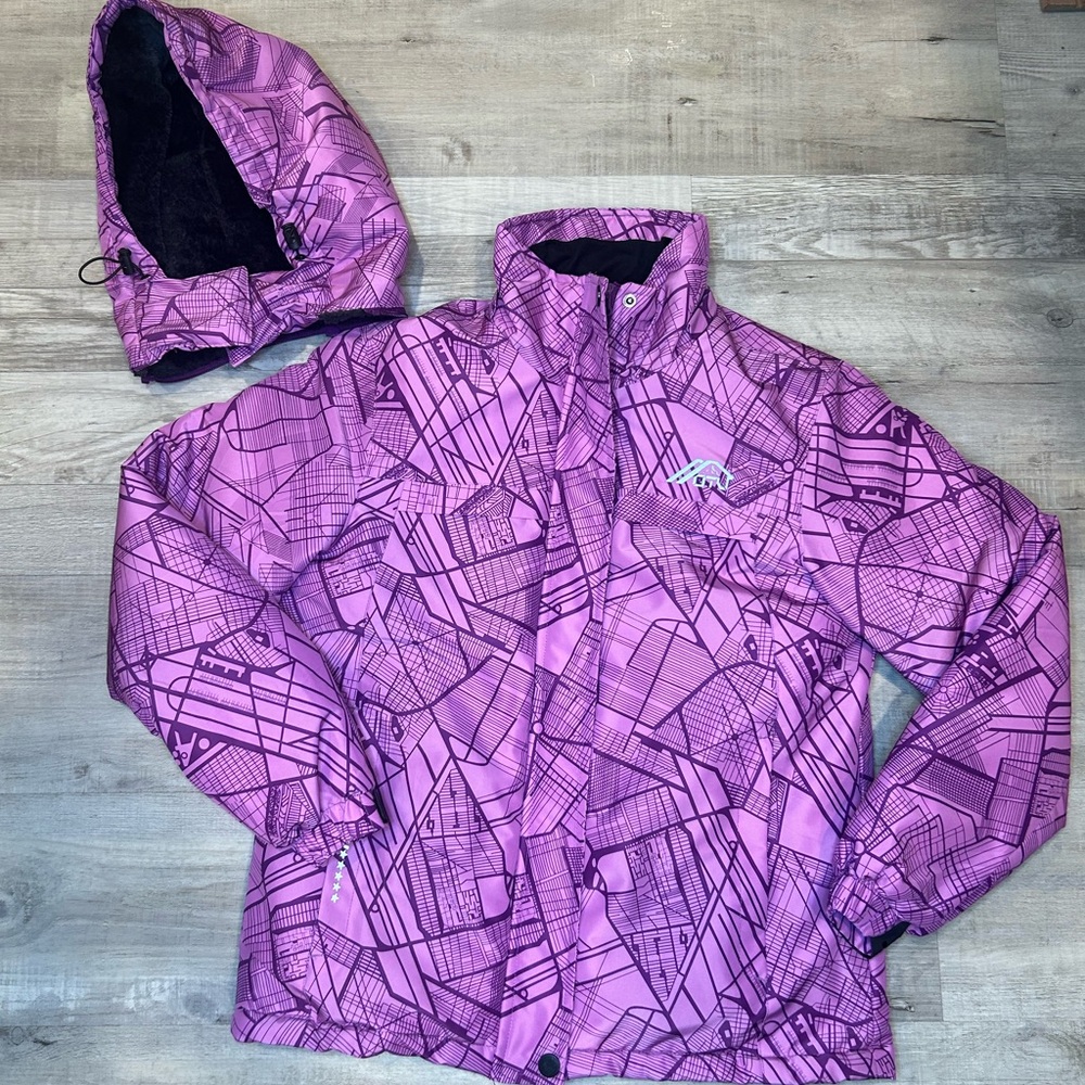OTU Women's Ski Snowboarding Jacket Purple Waterproof  Winter Hooded Coats